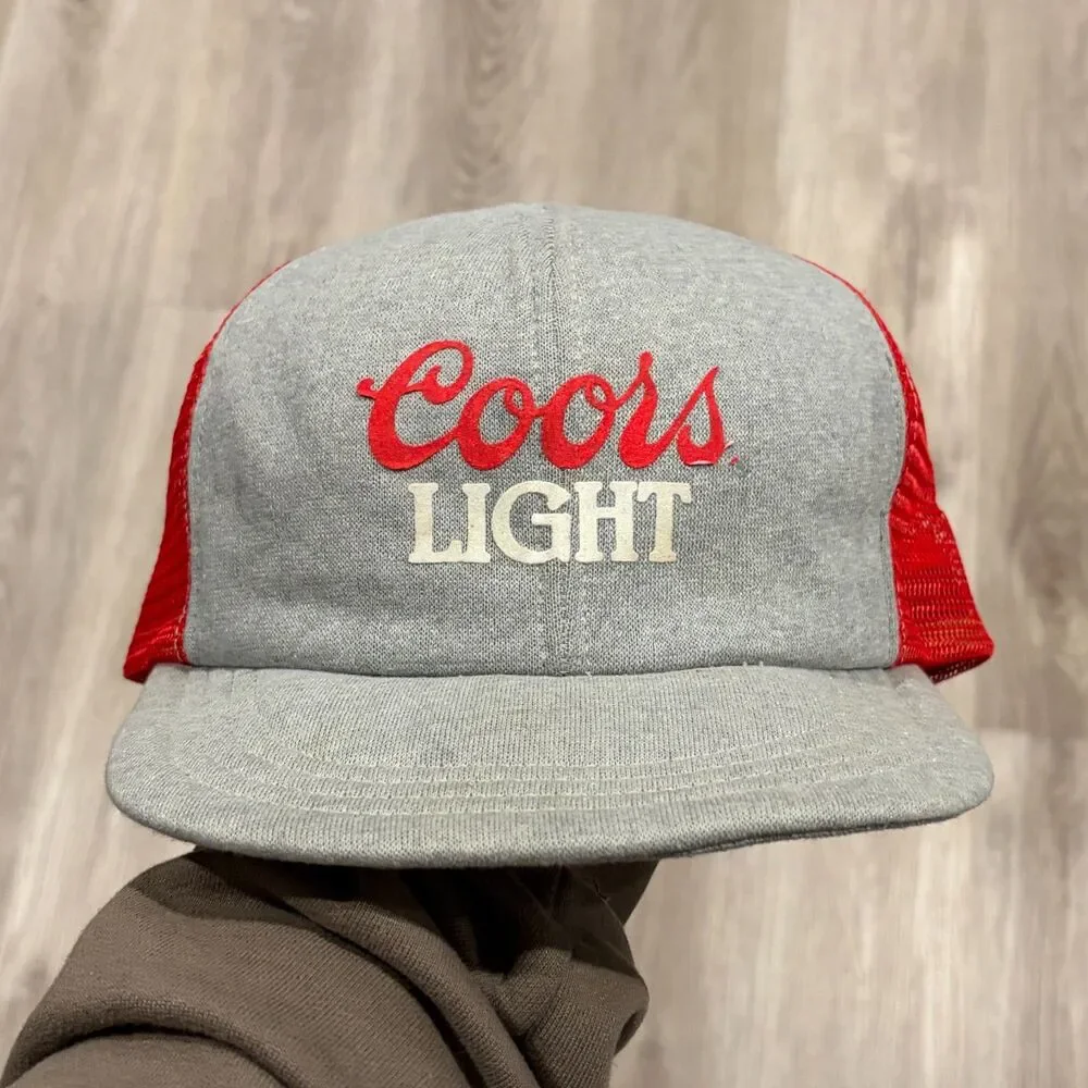 Vintage 80s Coors Light Promotional Foam Trucker Hat Snapback Men Grey Red OSFA